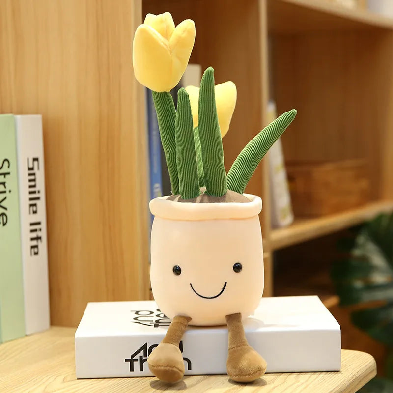 Smiling Tulip Plush Plant Decor
