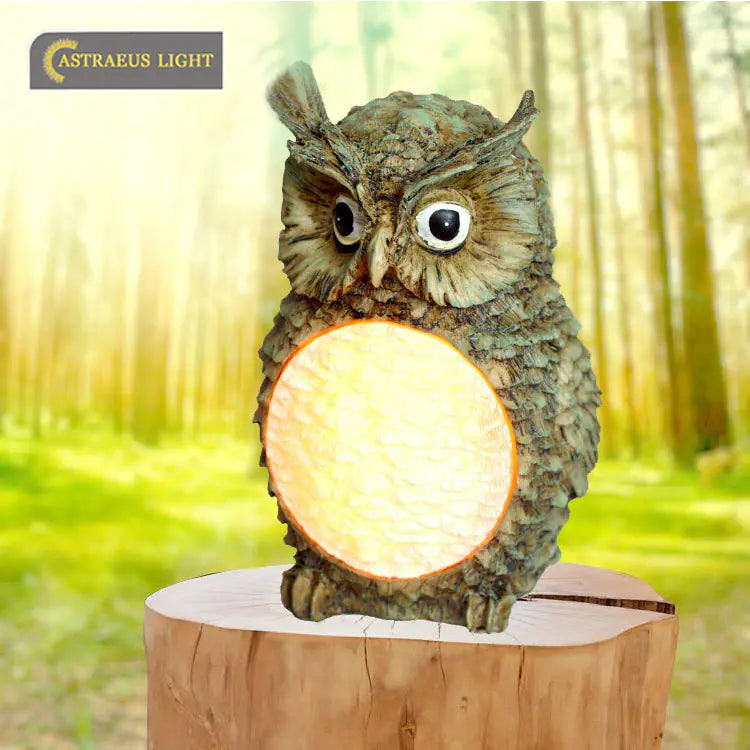 Solar Owl LED Garden Light with Resin Design