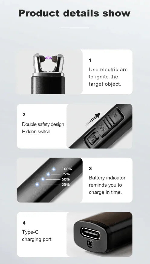 Black Flameless Lighter