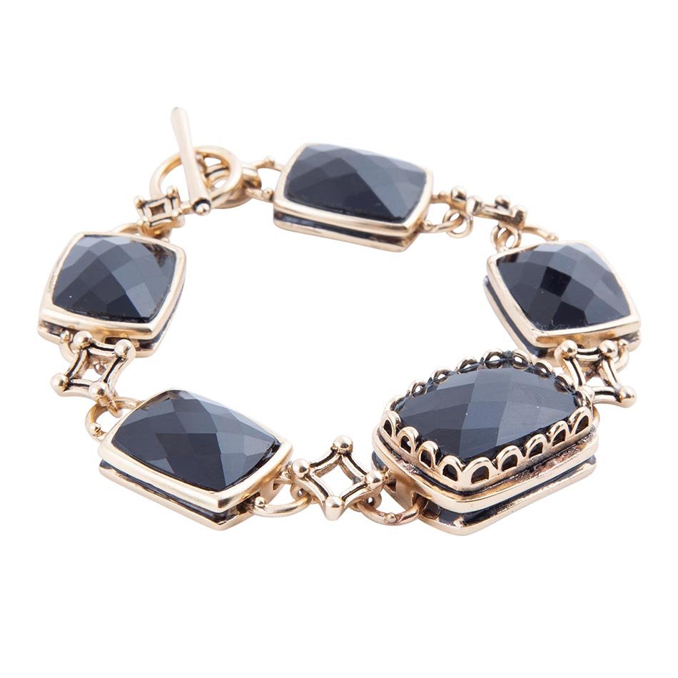 Black Onyx Golden Link Bracelet