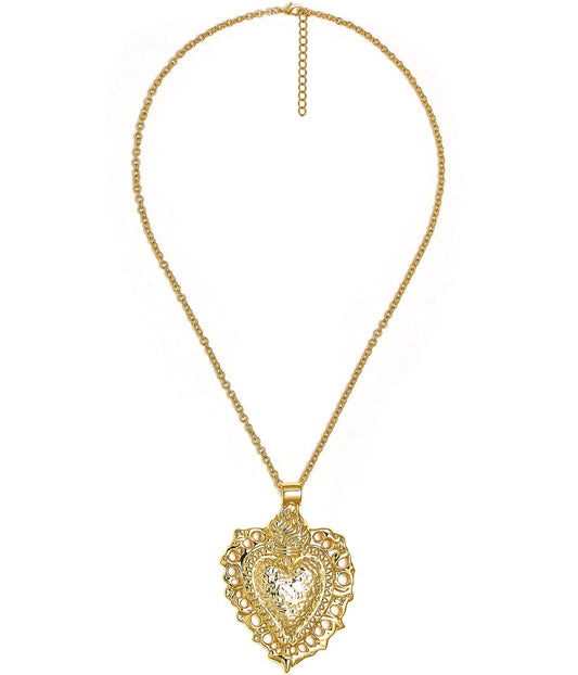 Bleeding Heart Charm Necklace - 18k Plated Necklace