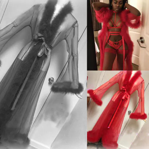 Plus Size Sexy Lingerie and Long Sleep Dress Set
