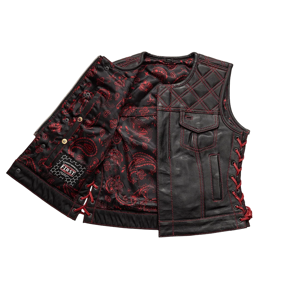 Bonnie - Women's Motorcycle Leather Vest - Diamond Quilt