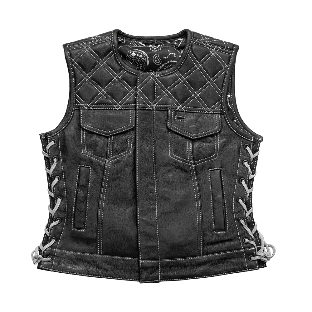 Bonnie - Women's Motorcycle Leather Vest - Diamond Quilt