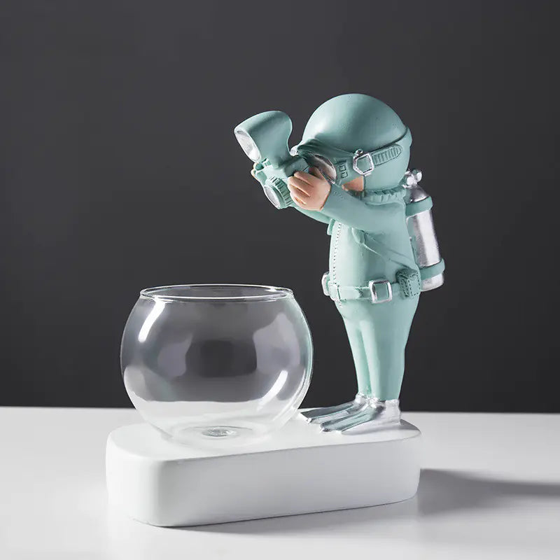 Creative Astronaut Hydroponic Glass Vase Decor