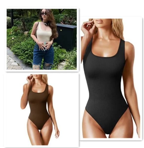 Women's U-neck Sleeveless Vest Tight Jumpsuit - Lingerie