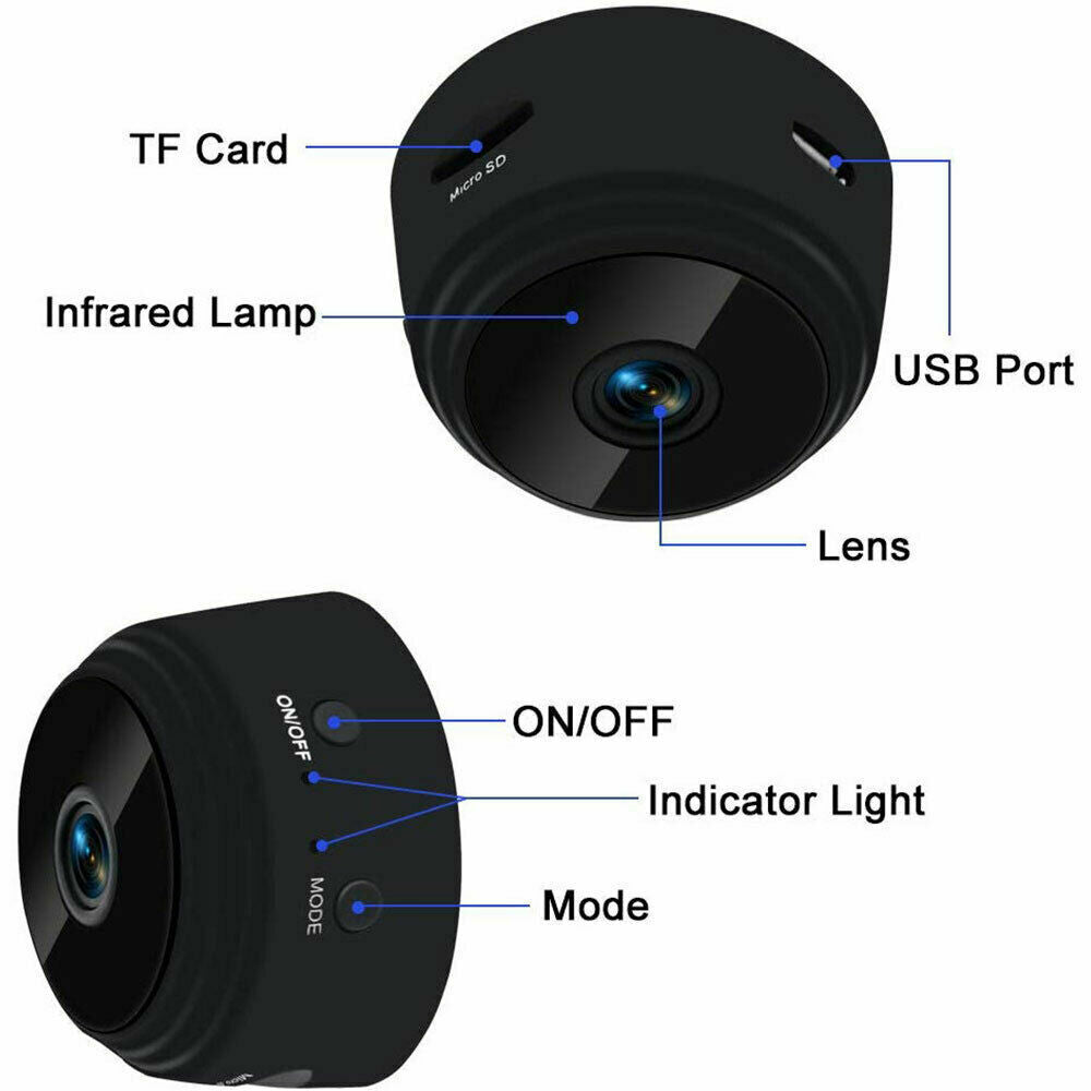 Mini Wireless Camera WiFi IP Home Security DVR Night Vision HD USB 1080P