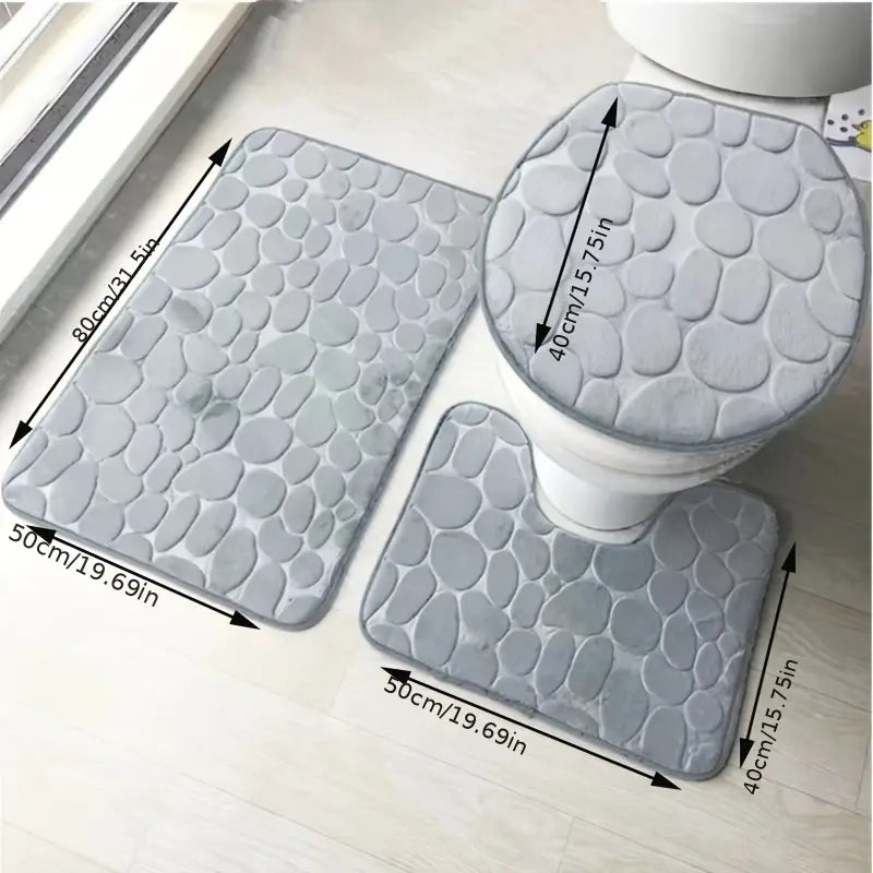 3-Piece Non-Slip Bathroom Rug Set - 888