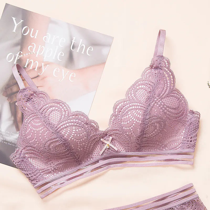 Black Snow Summer Wireless Lace Bra Set with Comfort - Lingerie