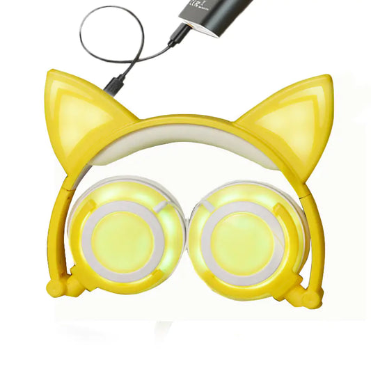 Cat Ear Headphones with Light and Foldable Design
