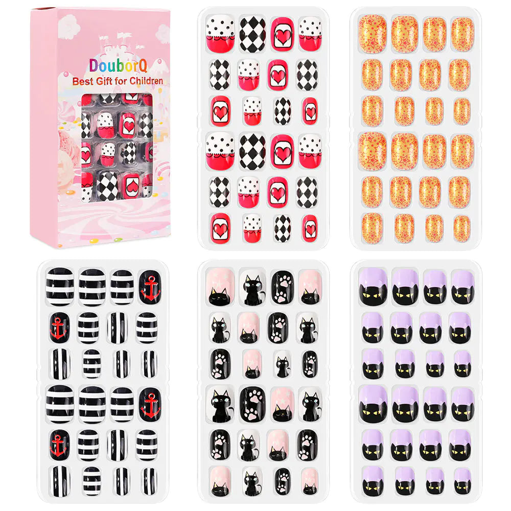 120-Piece Cute Kids Nail Art Fake Nail Set