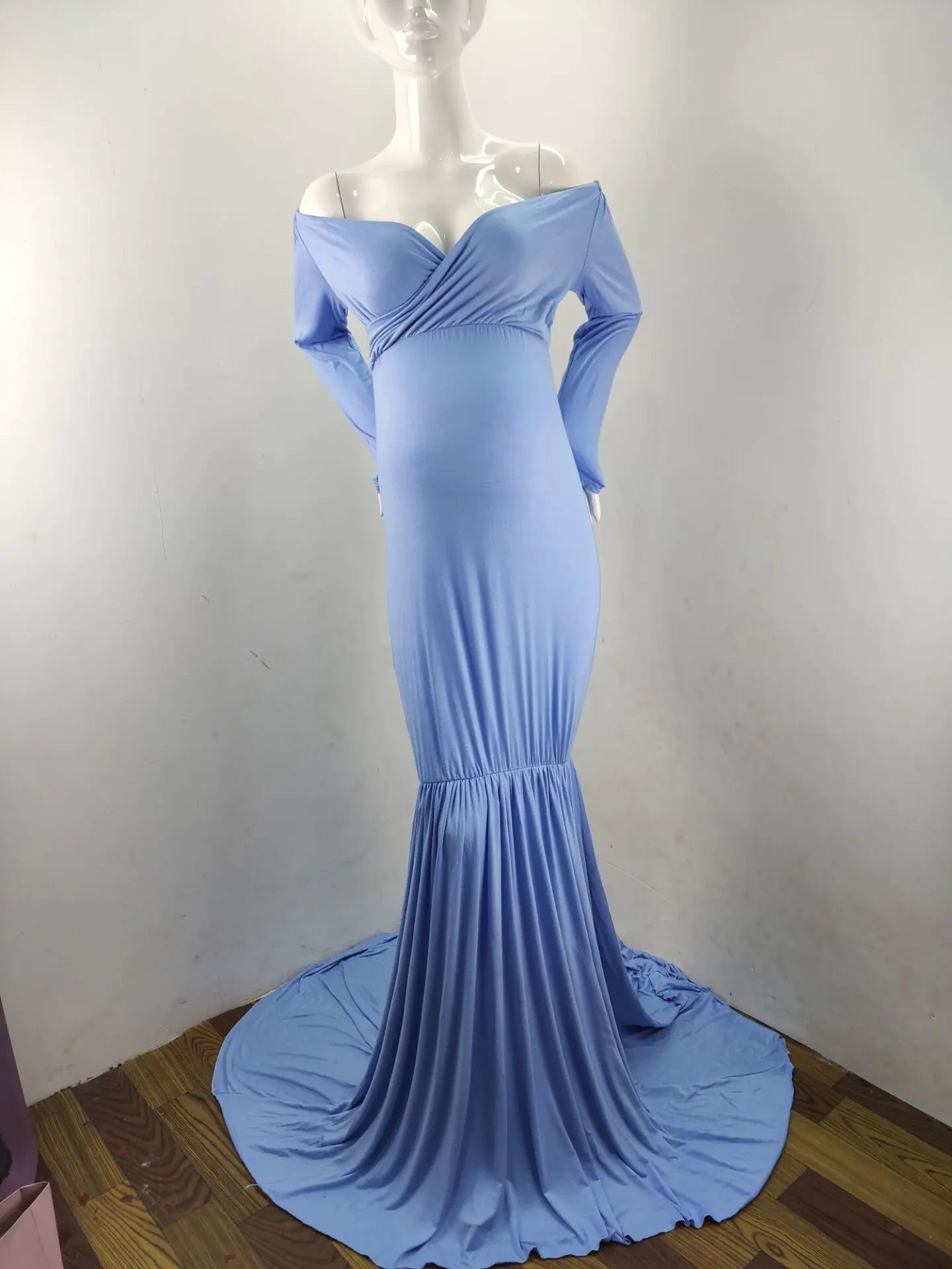 2019 Long Sleeve V-Neck Maternity Photography Gown - 888