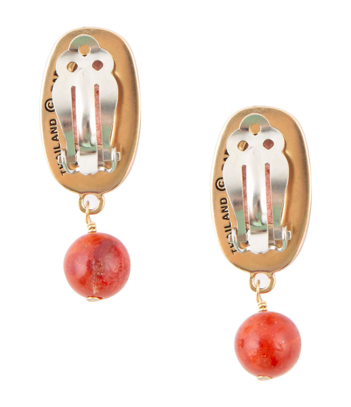 Catalina Orange Sponge Coral Golden Clip-On Earrings