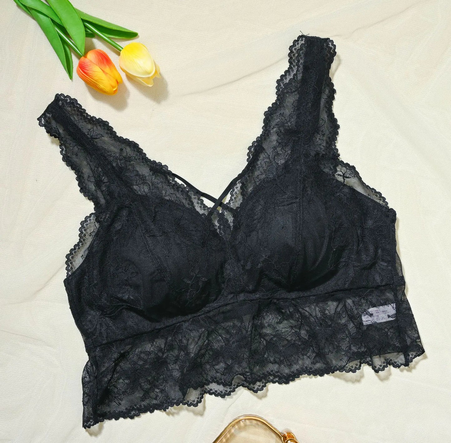 Lace French Bra for Women - Wireless and Supportive - Lingerie