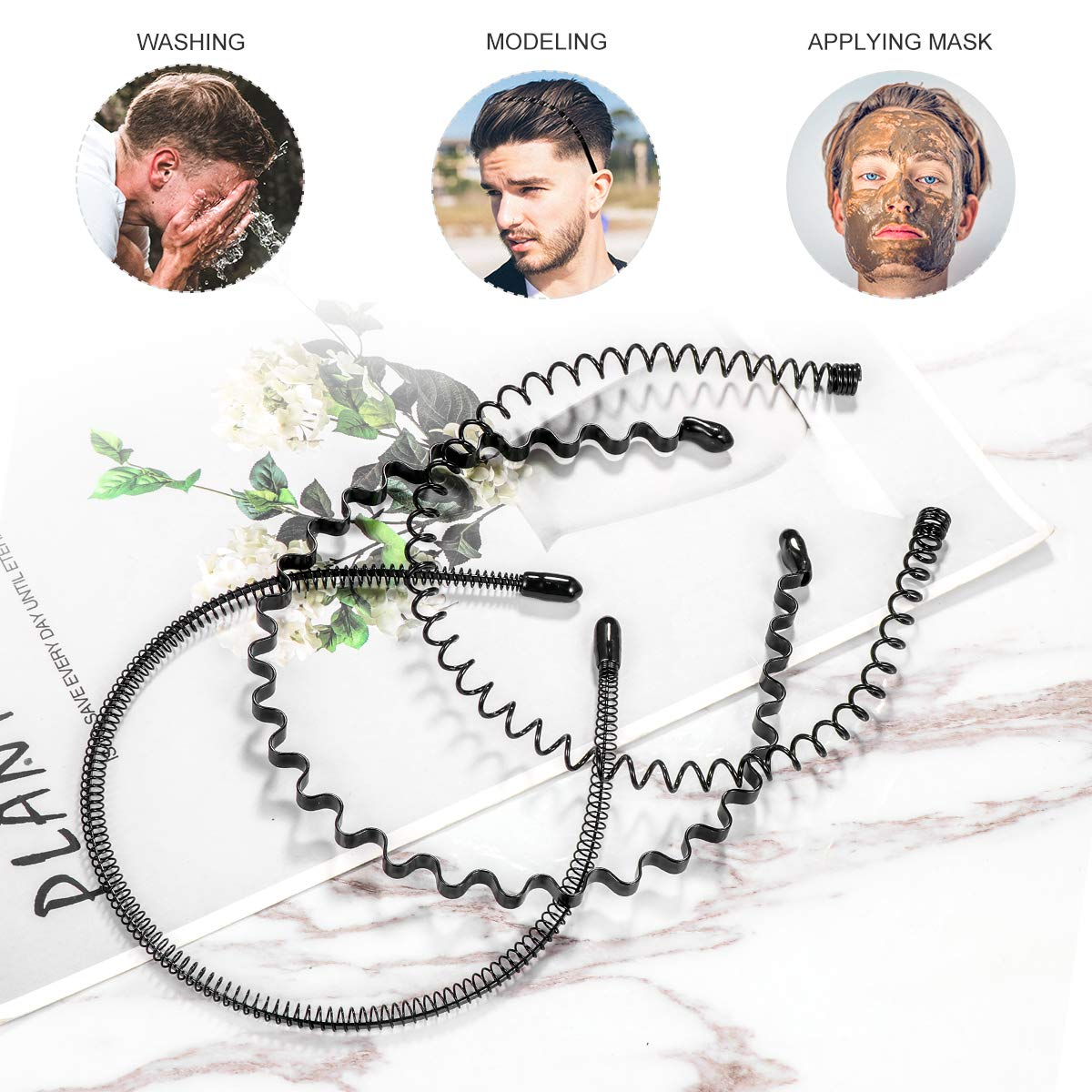 6Pcs Metal Hair Headband Wave Style Hoop Band Comb Sports Hairband Men Women US seller