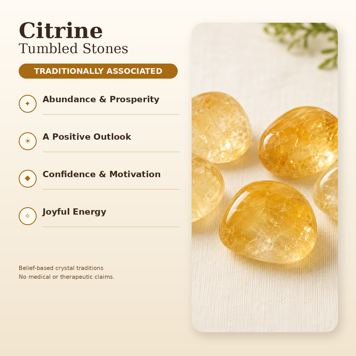Citrine Tumbled Crystals (Stress Relief and Weight Control)