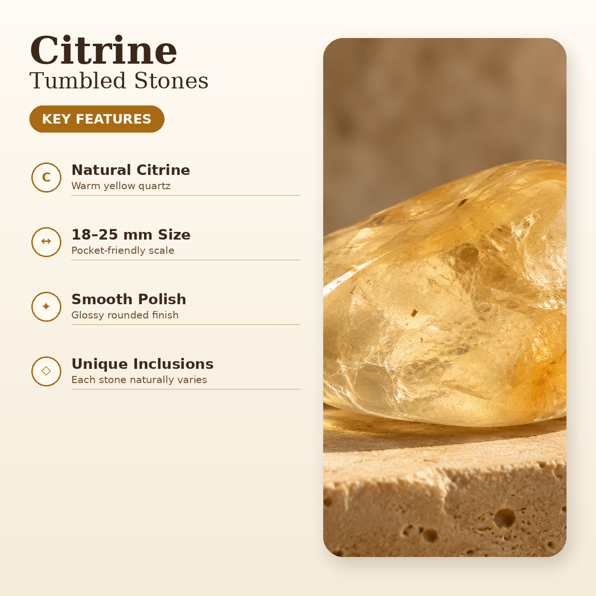 Citrine Tumbled Crystals (Stress Relief and Weight Control)