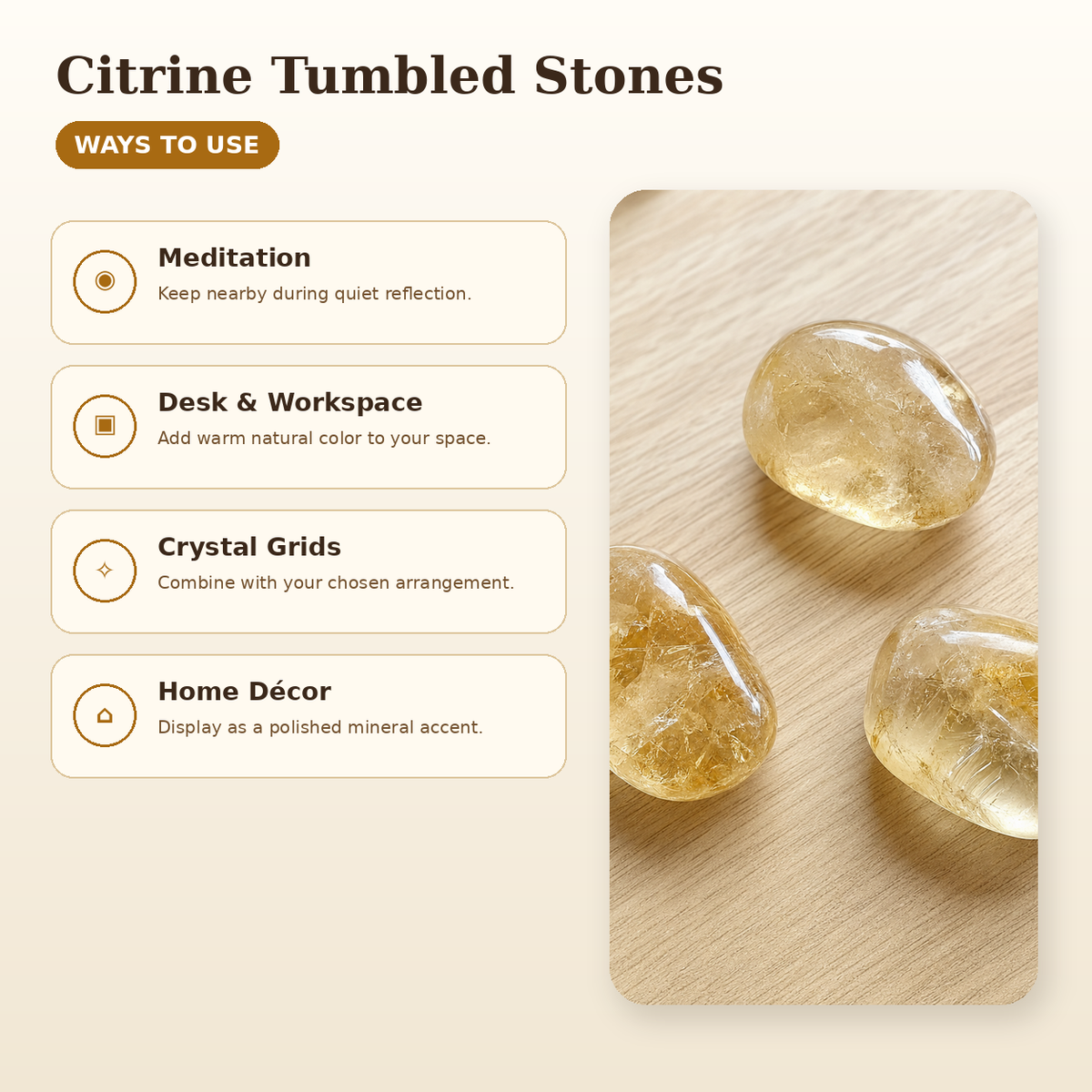 Citrine Tumbled Crystals (Stress Relief and Weight Control)