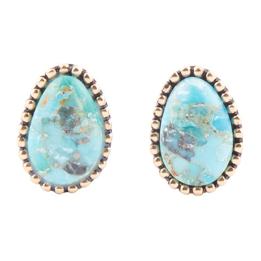 Clip On Blue Turquoise Golden Earrings