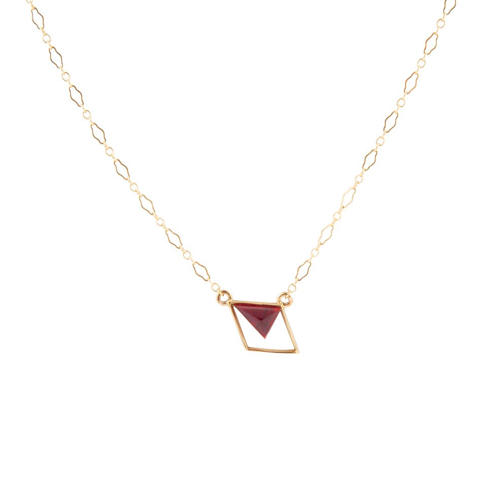 Corundum and Bronze Triangle Necklace