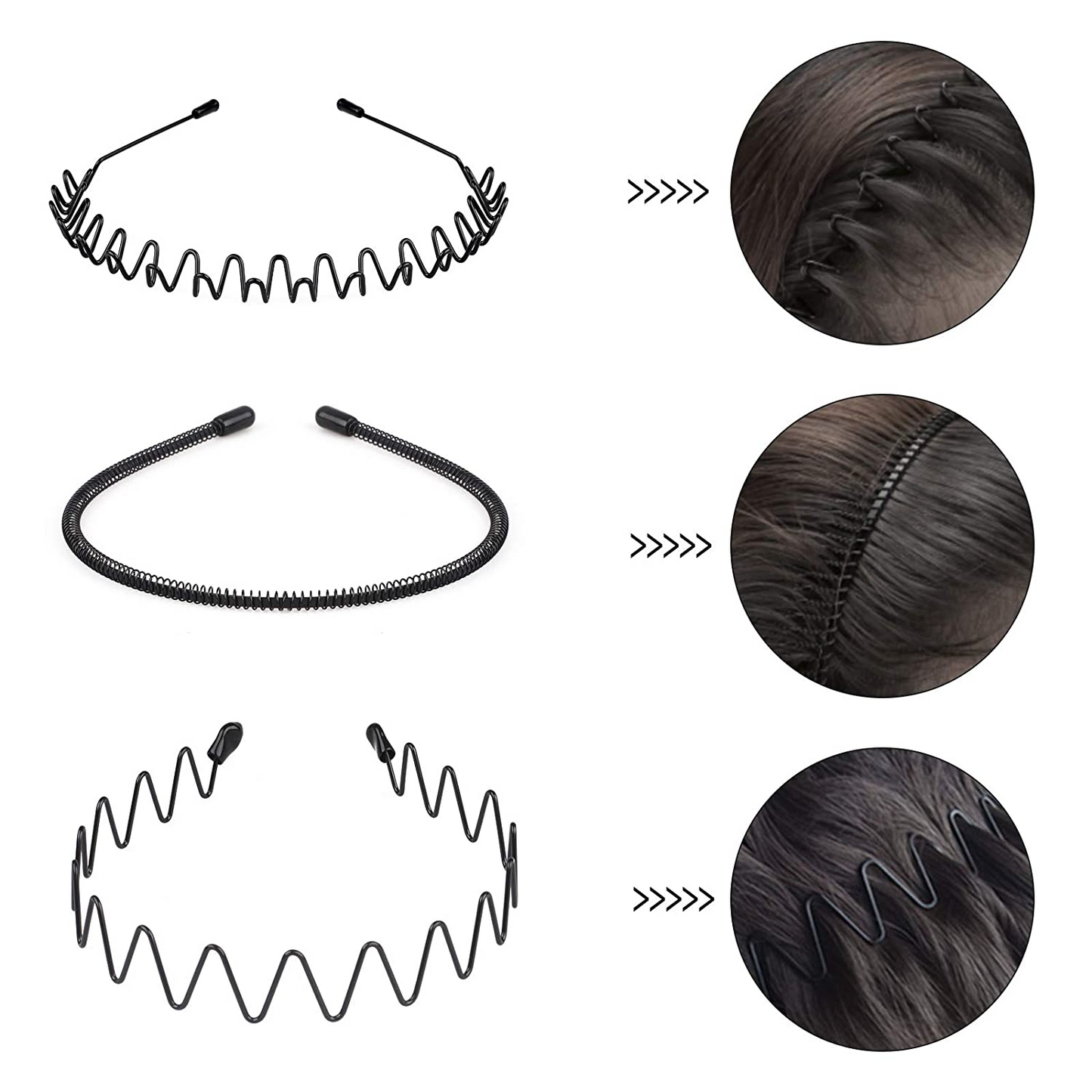 6Pcs Metal Hair Headband Wave Style Hoop Band Comb Sports Hairband Men Women US seller
