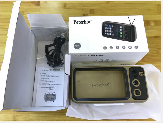 PTH800 Retro TV Phone Stand with Mini Bluetooth Speaker