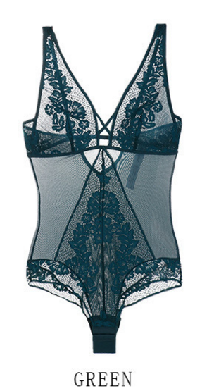 Lace Bodysuit with Sheer Shaping Lingerie and Back Design
