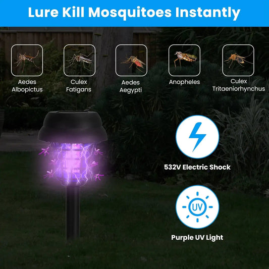 Solar Mosquito Zapper 4-Pack Dual Purple UV & White LED Modes, 532 V Electric Shock, Auto On Off, 800 MAh Rechargeable Battery, Waterproof Torch For Yard, Garden, Patio
