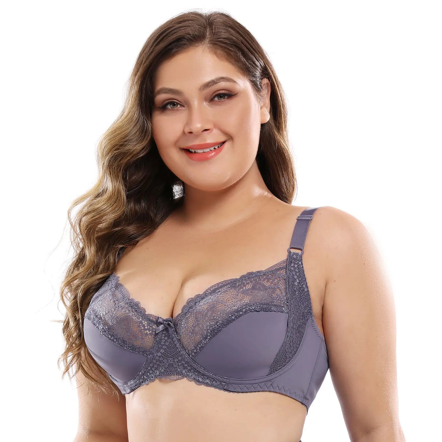 Ultra-Thin Sexy Lace Plus Size Bra with Steel Ring - Lingerie