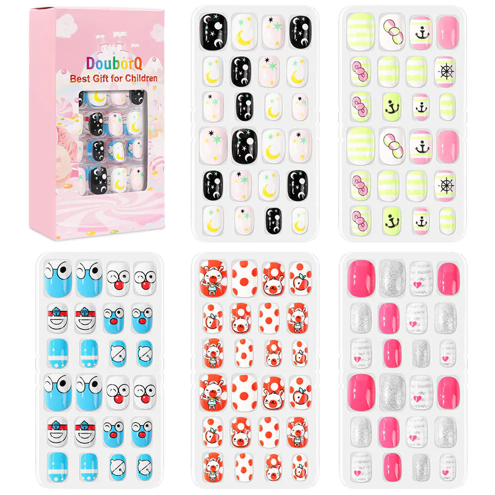 120-Piece Cute Kids Nail Art Fake Nail Set