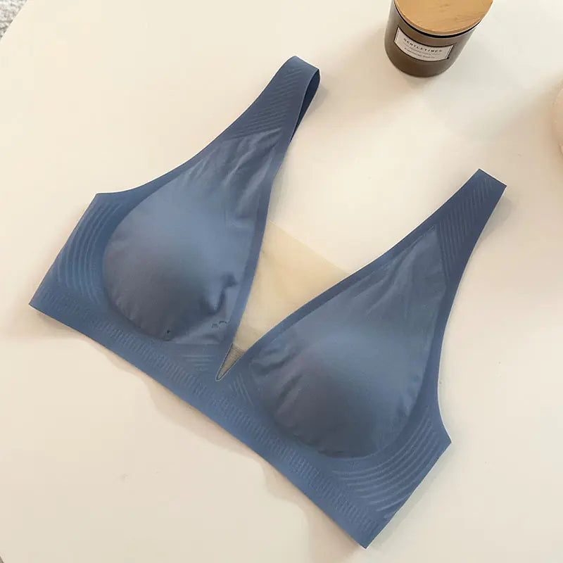 Sexy Soft Support Mesh Deep V Wireless Bra - Lingerie