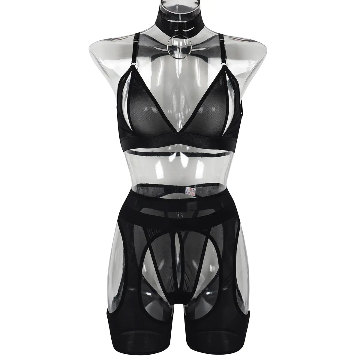 Sensual Sheer Lace Lingerie Set with Cutout Design