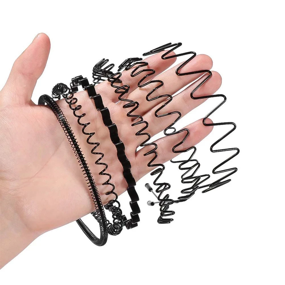 6Pcs Metal Hair Headband Wave Style Hoop Band Comb Sports Hairband Men Women US seller