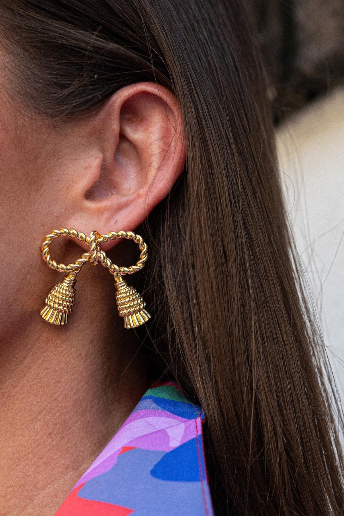 Delaney Tassel Stud Earring - 18k Gold Plated