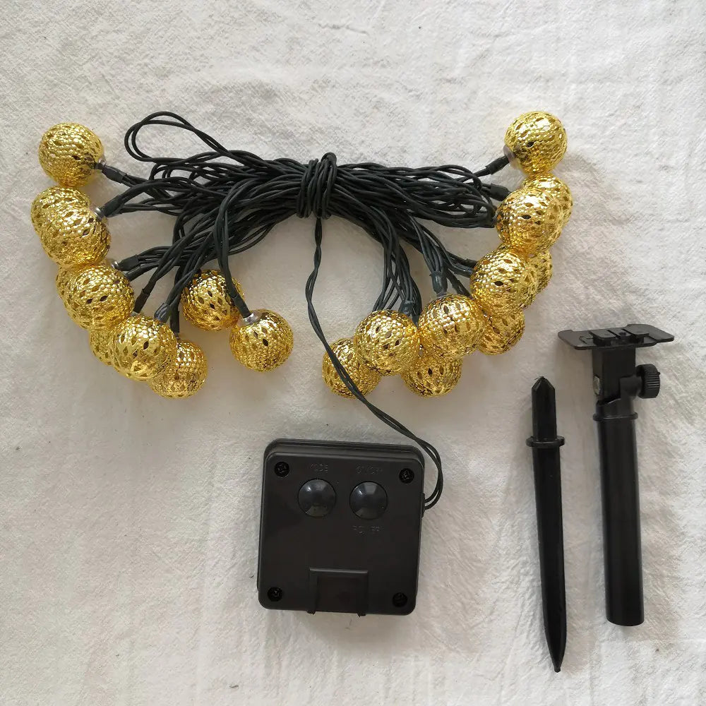 Solar Moroccan Iron Hollow Outdoor Waterproof LED String Lights - 888