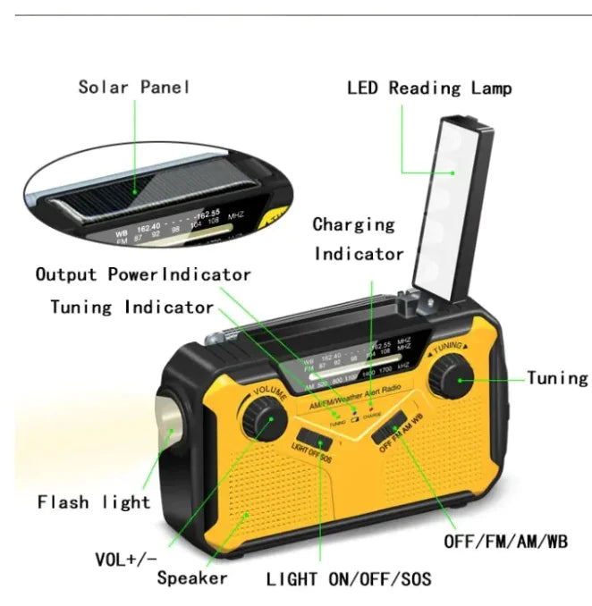 Solar Crank Emergency Radio - 888