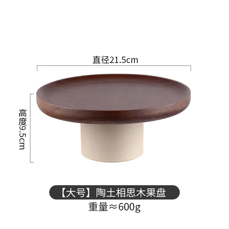 Vintage Japanese Wood Cake Stand for Home Display