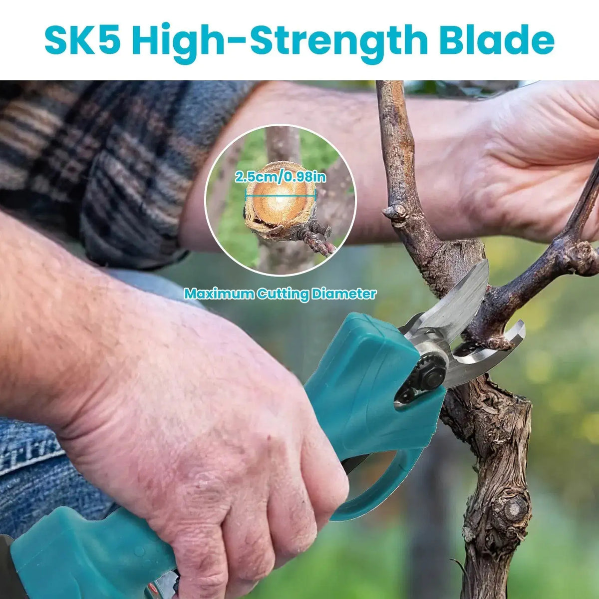 4-in-1 Pole Pruning Shears, Electric Pruning Shears & Pole Saws For Tree Trimming With 7 Adjustable Head Angles,Cordless Pole Shears And Battery Pole Saw With 2Pcs 3000mAh Rechargeable Batteries