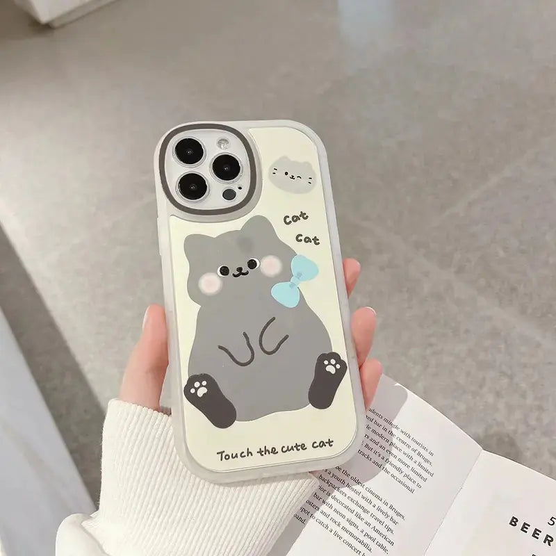 Cute Cat Graphic Silicone Case for iPhone (Various Models)