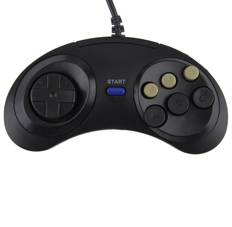 2X 6 Button Game Pad Controller For SEGA Genesis Black Old School Classic New -Us seller