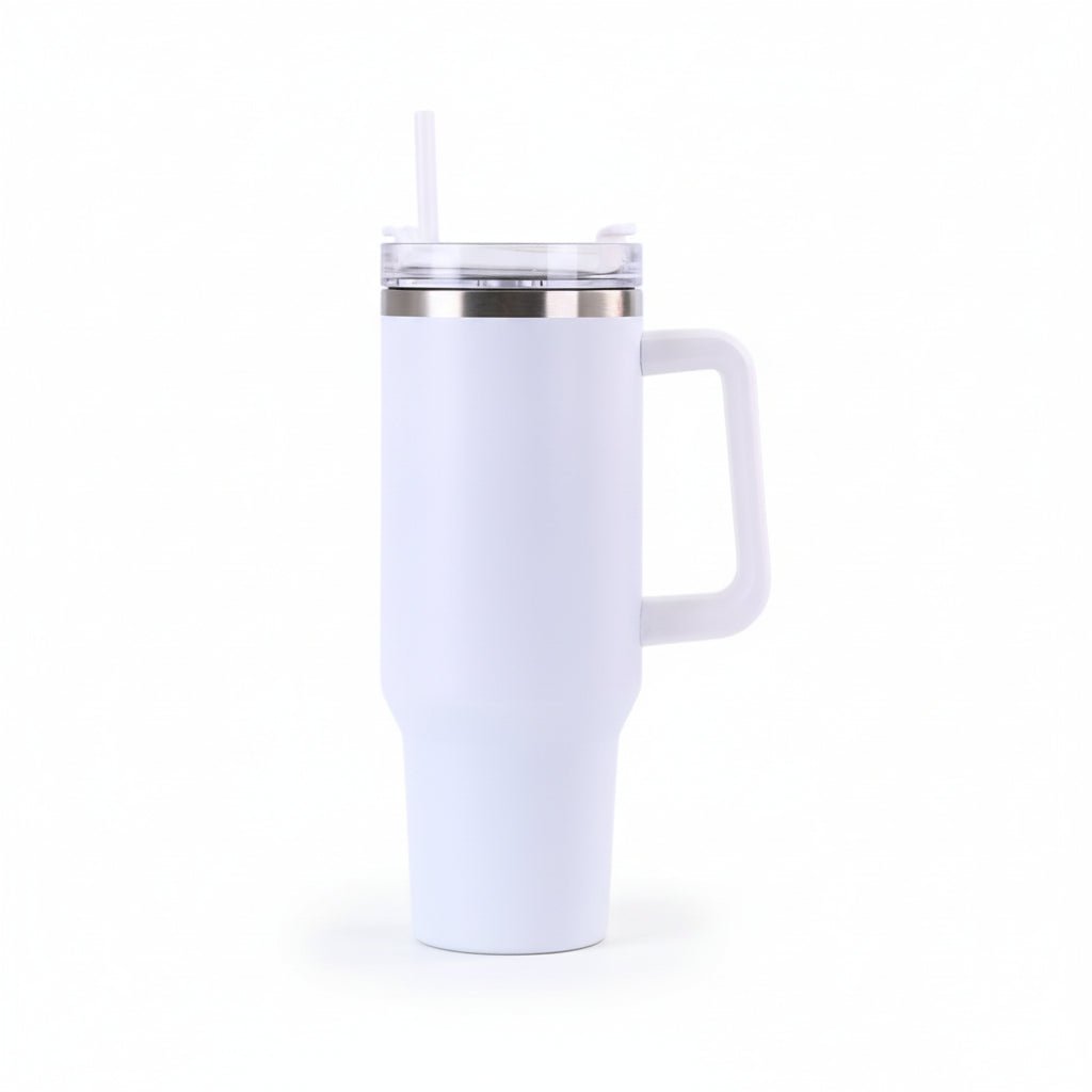 Engraved Leopard Print 40 oz Tumbler with Handle and Straw Lid