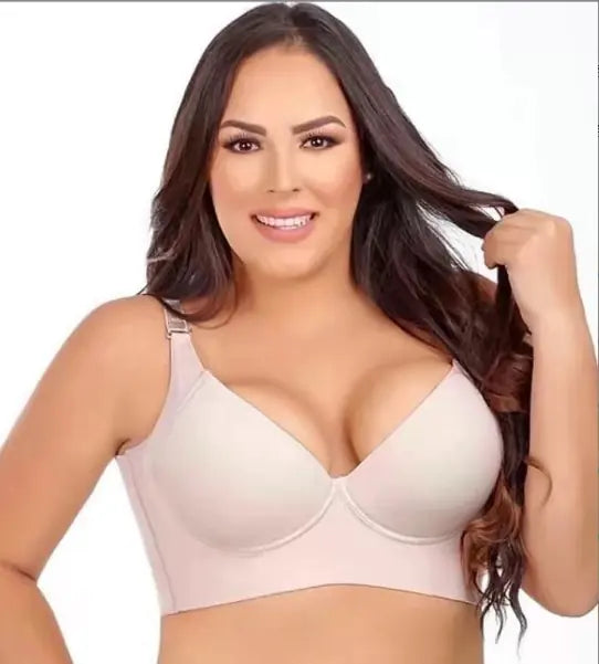 Seamless Deep V Underwire Bra for Full Bust Support - Lingerie