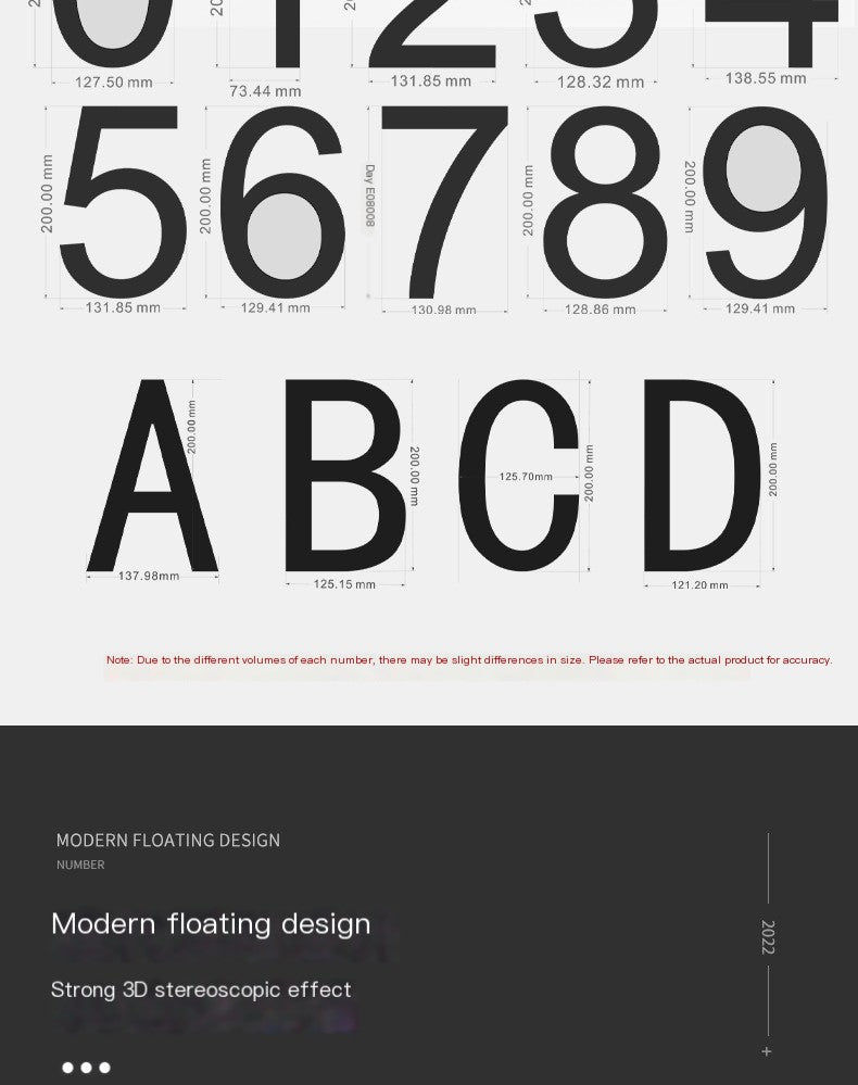 Acrylic Floating House Number - 888