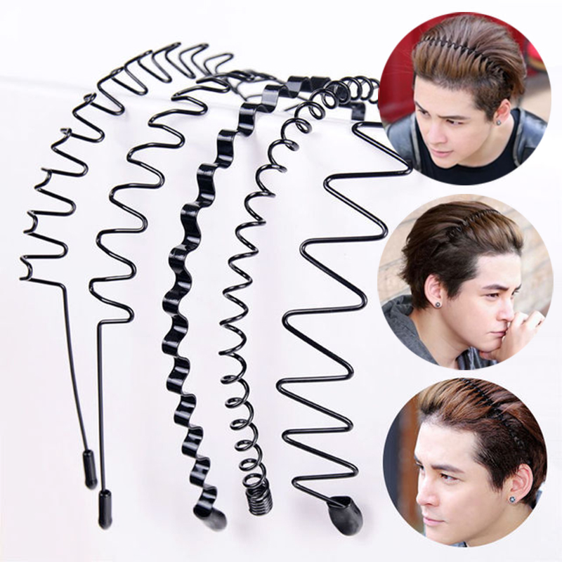 6Pcs Metal Hair Headband Wave Style Hoop Band Comb Sports Hairband Men Women US seller