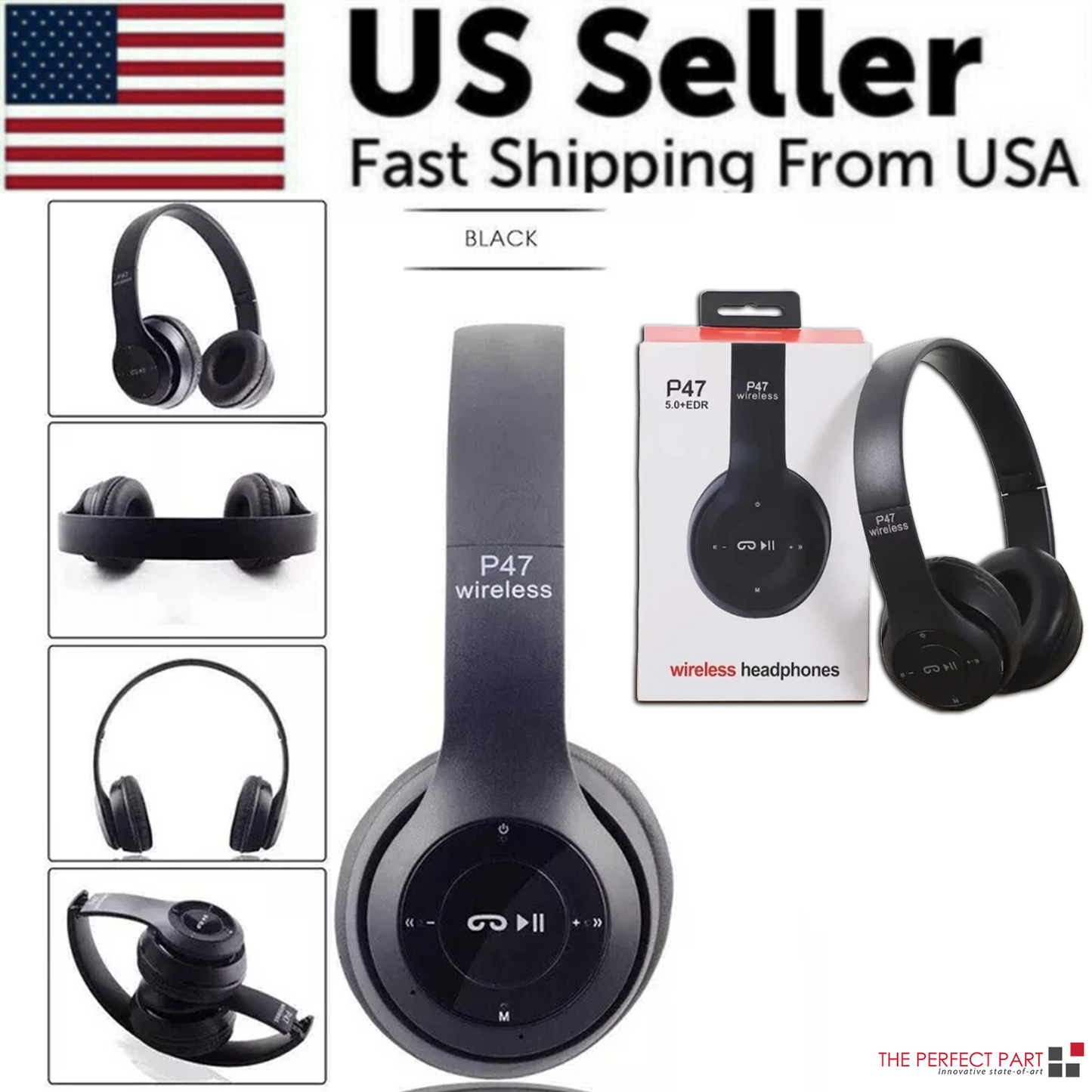 Wireless Bluetooth 5.0 Headphones Headset Over-Ear FM Radio MIC Foldable TF Card