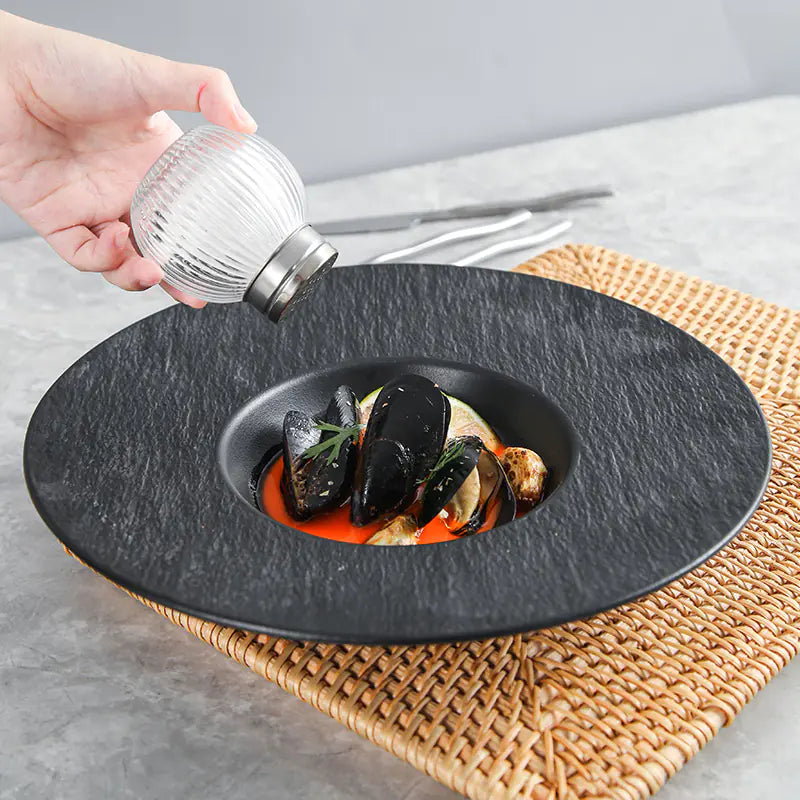 Creative Wide-brimmed Frosted Ceramic Plate