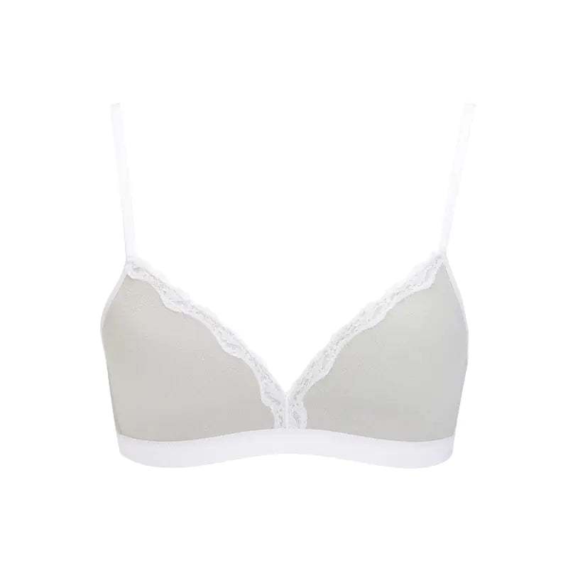 Lace Triangle Cup Sports Bra, Wireless Seamless Bra - Lingerie