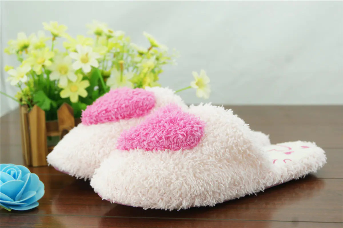 Soft Non-Slip Women's Cotton Slippers with Heart Design- 888