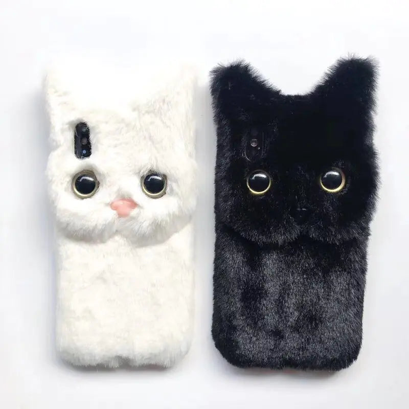 Stylish Realistic Cat Fur Soft Case for iPhone XR/8 Plus