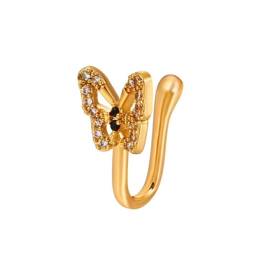 U-Shaped Butterfly Nose Ring
